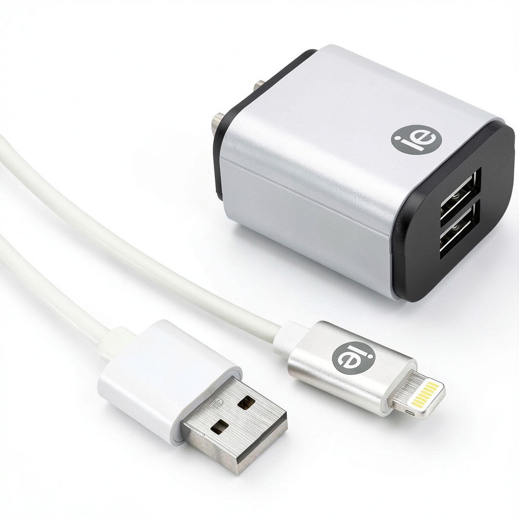 Installing iEssentials Dual USB Wall Charger Fast Charging MFi on a wooden desk