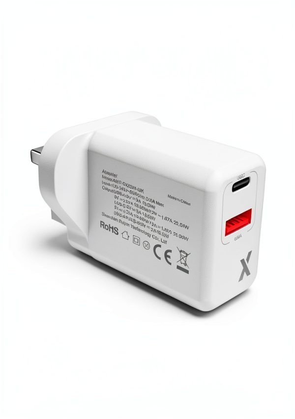 20W USB C Power Adapter AmpSentrix Dual Port Wall Charger-5