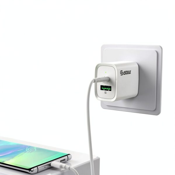 Esoulk 20W Fast Charger Dual Port PD QC Wall Adapter-1