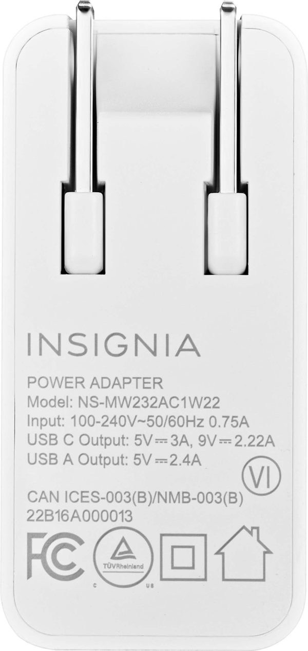 Insignia 32W Dual Port Wall Charger Compact Travel-3