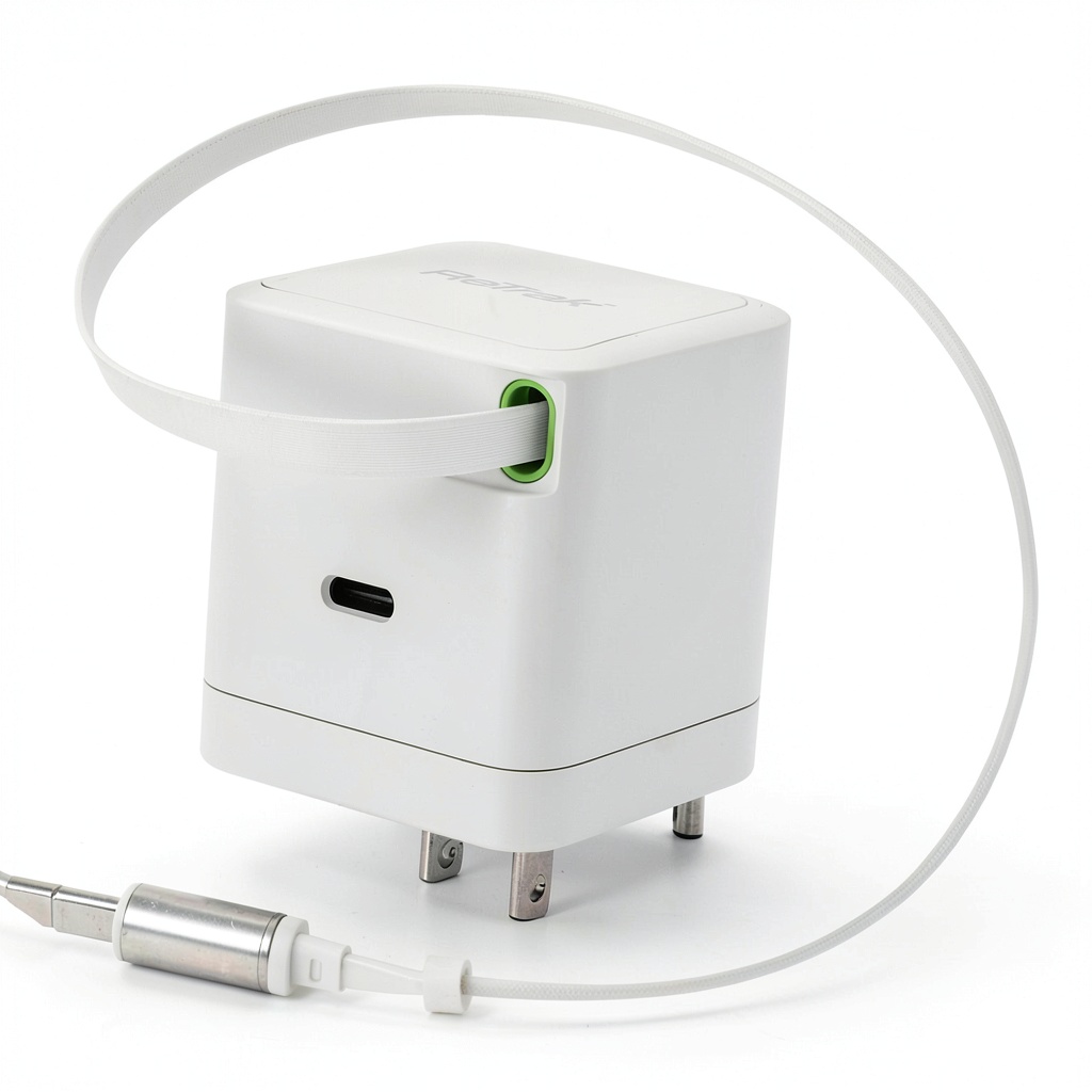 ReTrak 70W USB-C Wall Charger with retractable cable extended