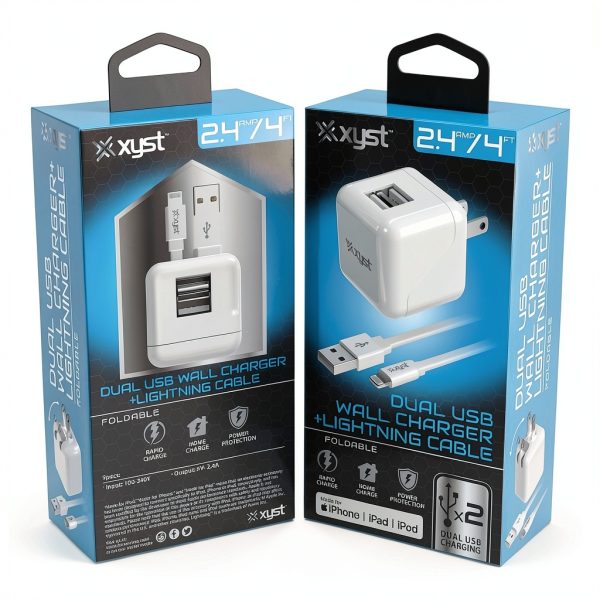XYST Dual USB Wall Charger Fast Charge Foldable Design-9