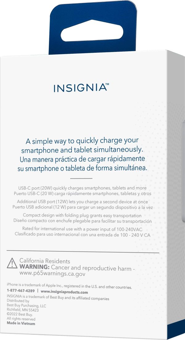 Insignia 32W Dual Port Wall Charger Compact Travel-5