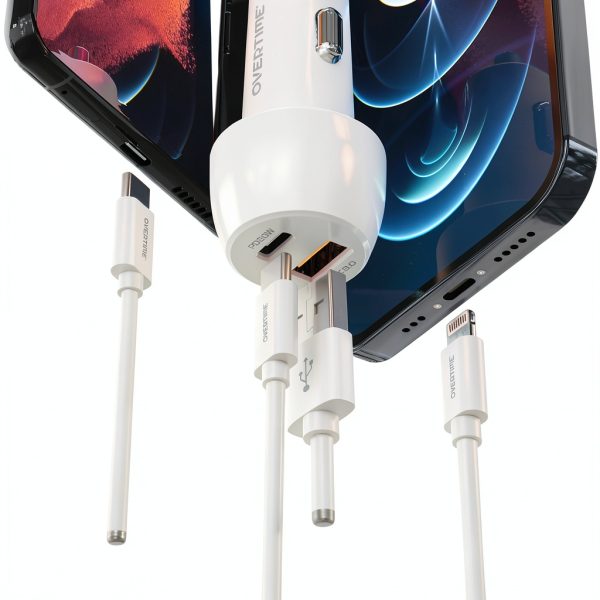 Overtime Apple Fast Charger Kit 38W Wall Car Cables-4