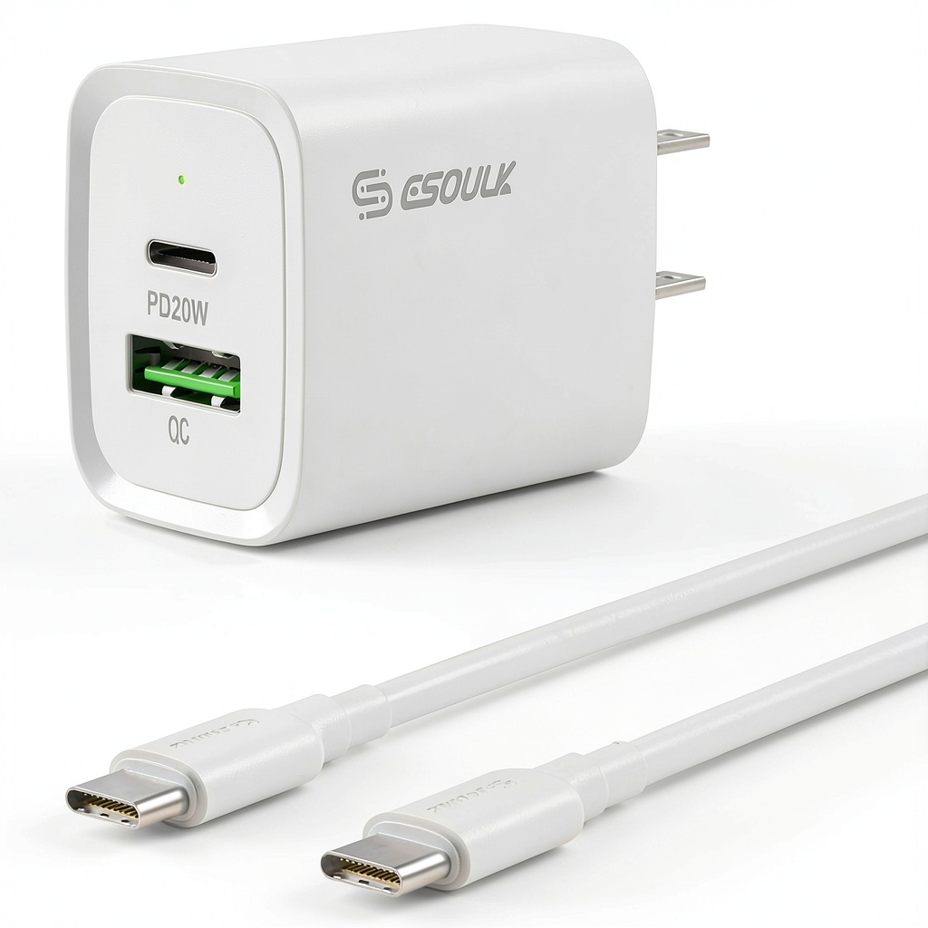 Esoulk 20W Fast Charger in use on a desk