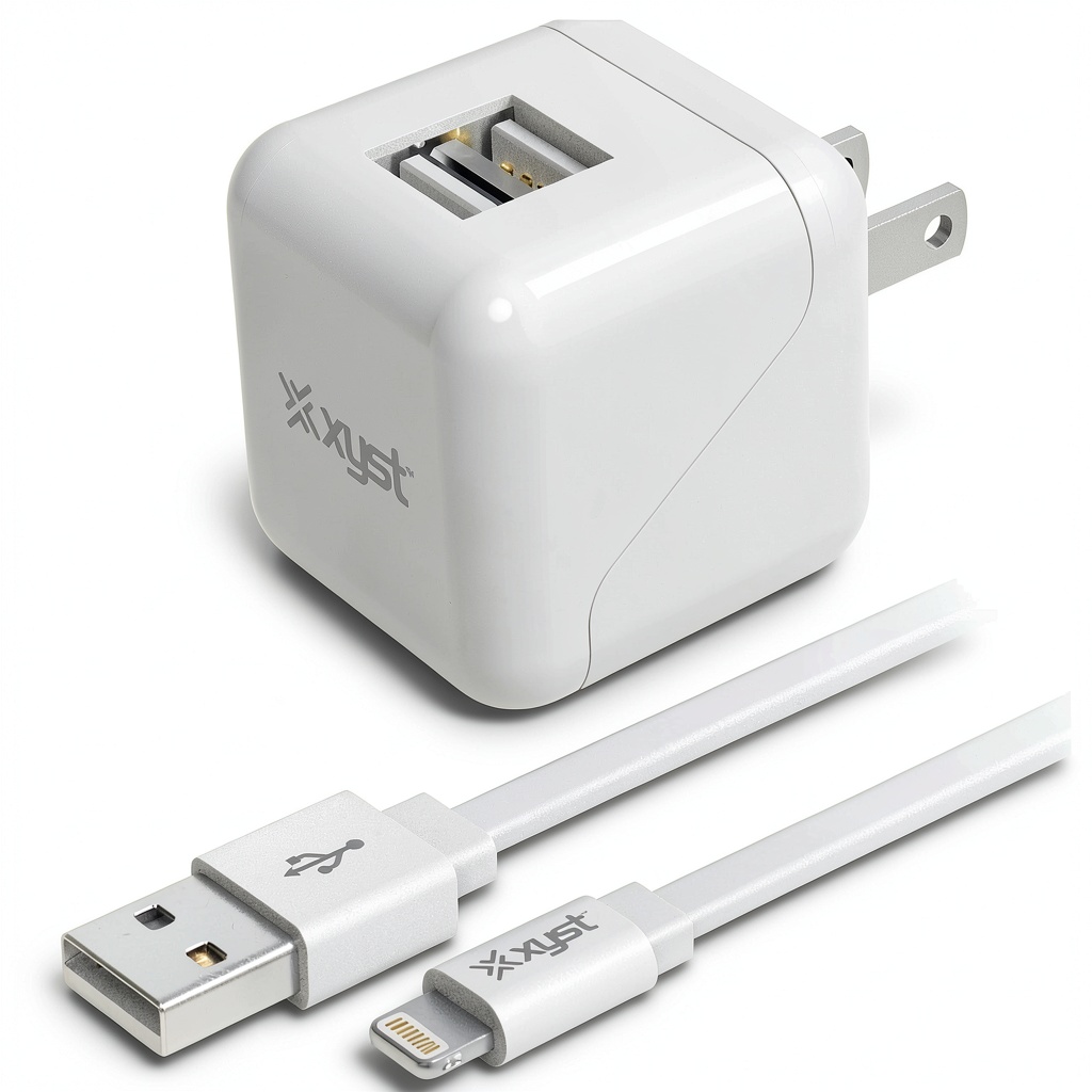 XYST Dual USB Wall Charger in use on a desk