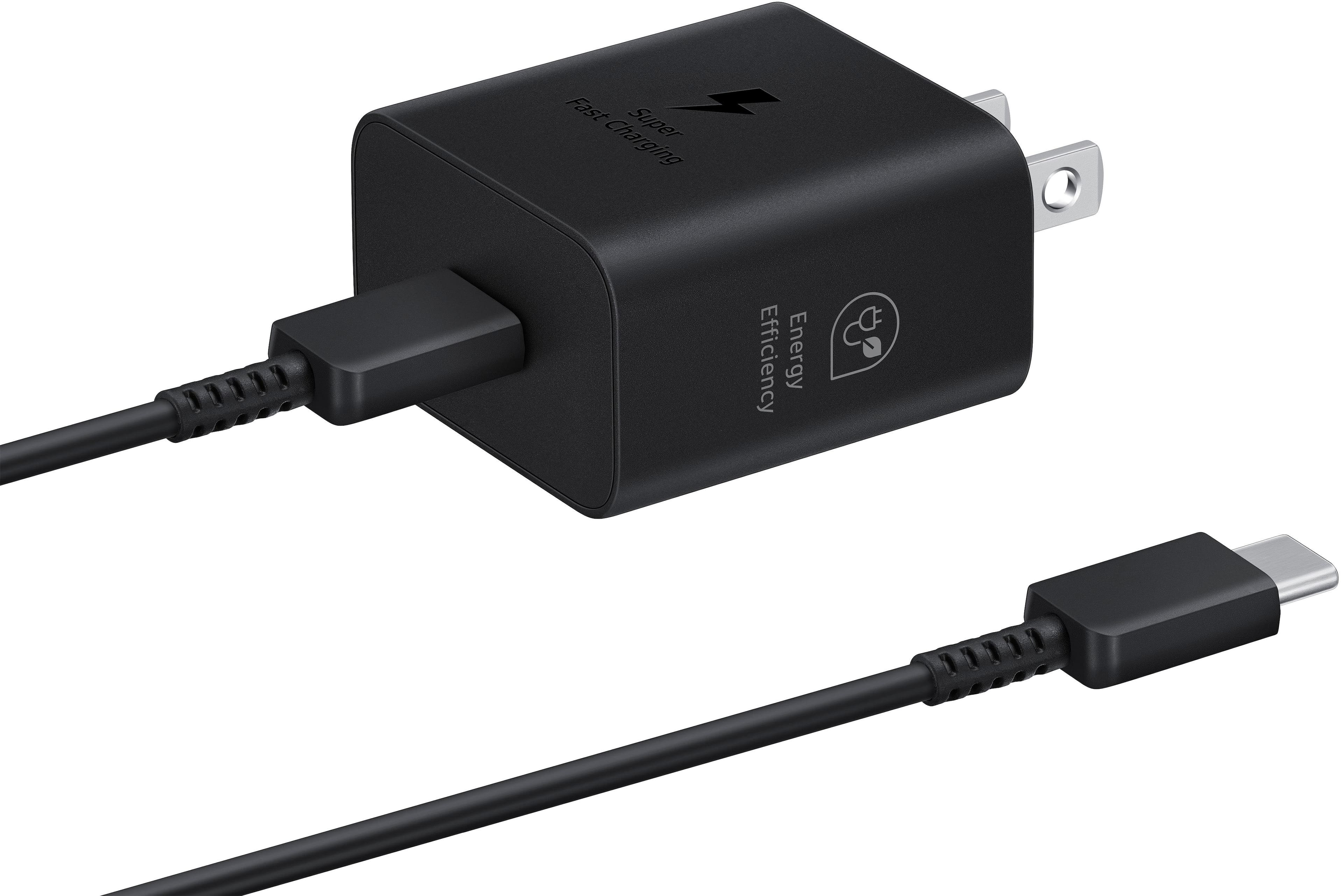 Samsung 25W Power Adapter showing compact design and USB-C port