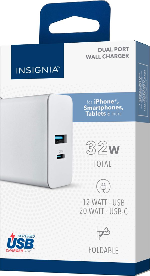 Insignia 32W Dual Port Wall Charger Compact Travel-4